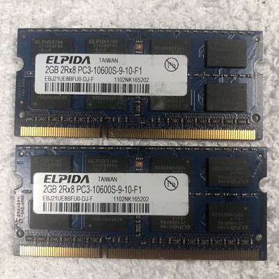 Elpida 4Gb (2x2Gb) PC3-10600 DDR3-1333MHz CL9 SoDimm Memory EBJ21UE8BFU0-DJ-F