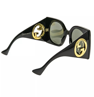 Gucci GG 1254 S 001 GG Logo Black Gold Grey Oversized Woman  display picture 3