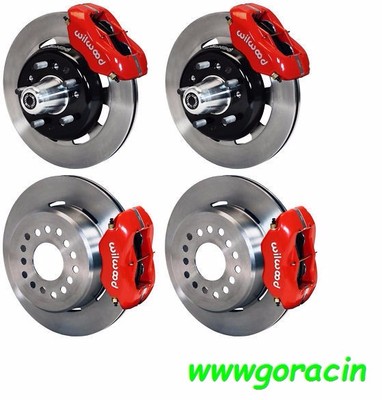 WILWOOD DISC BRAKE KIT,1955-1957 CHEVY,12'' Drilled Rotors ,red  Calipers,210,55