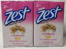 Zest Moisturizing Soap Bars ~ LUSH PARADISE ~Two 2-Pks=4 Total Bars ~3.2 oz Each