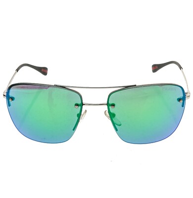 PRADA 52R Linea Rossa Spectrum Sport Pilot Sunglasses Silver Green