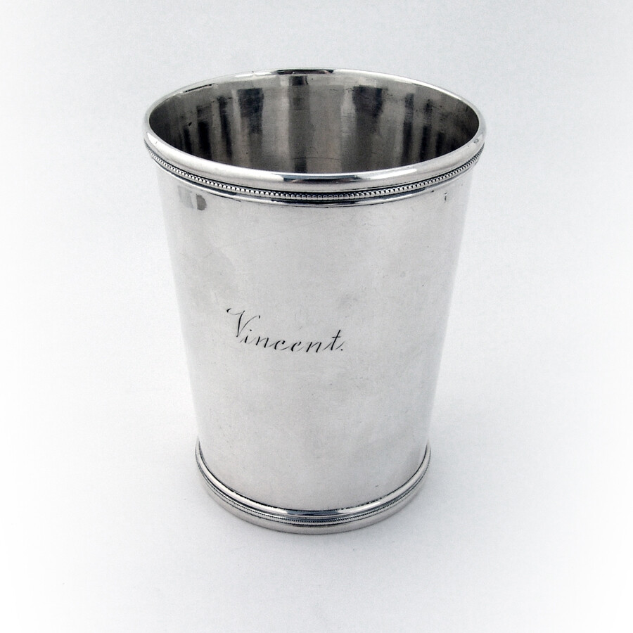 Beaded Rim Julep Cup Kinsey Coin Silver 1850 Mono | eBay