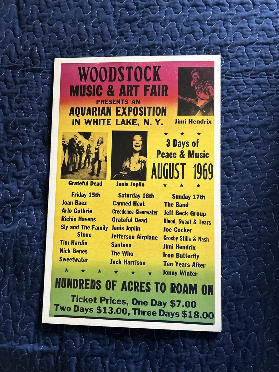 audio active ポスター 1969 Woodstock Music And Art Fair Aquarian Exposition NY Vintage