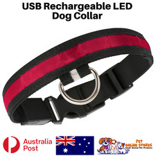 Glow In The Dark Dog Collar USB Rechargeable LED Australia Adjustable S M L