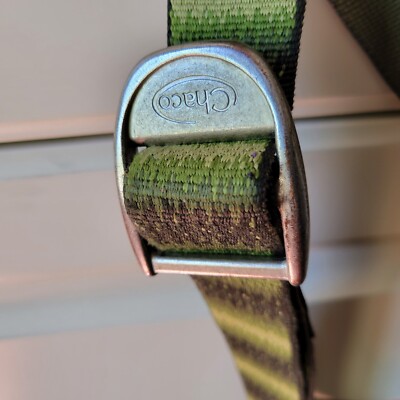 Chaco Webbing Belt Adjustable Green Textured Unisex Style