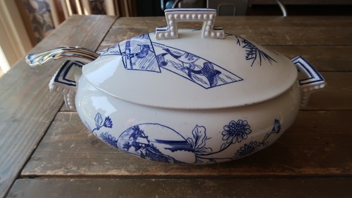 NIEZWYKLE RZADKIE nieznane? Wzór Brązowy Westhead Moore 1800s Zupa Tureen i pokrywa - Zdjęcie 1 z 12