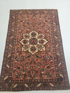 Antique Oriental Hand-Knotted Wool Area Rug Terracotta/Beige 4' x 6'