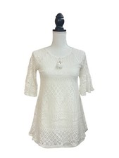 Sequin Hearts Girls Ivory Lined Lace Dress 14