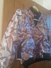 Brand New, Never Worn, Reclaimed Vintage Bomber Jacket. Silky, Embroidery, Small