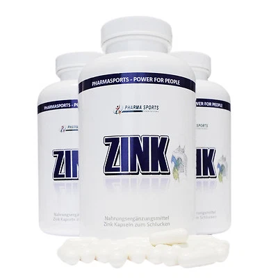 Pharmasports Zink - 900 Kapseln - 3 Dosen Gluconate L-Histidin Zinc Komplex Spar
