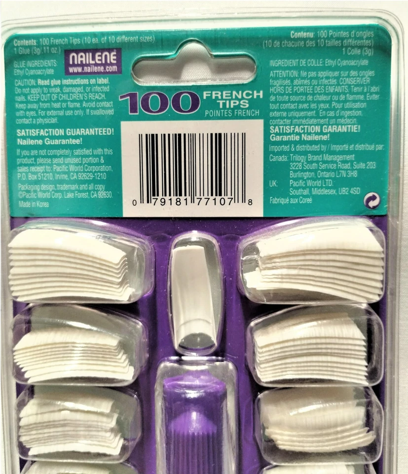 4 Paquetes de Kits de Uñas Curvas Naturales Pegamento Nailene Puntas Francesas 420 UÑAS EN TOTAL Foto 4 de 4