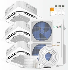 42000 BTU Tri Zone 9K+9K+24K BTU Ceiling Cassette Mini Split A/C and Heater