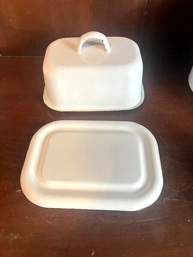 Farmhouse Enamel Butter Dish – Blue Rectangle With Lid, 7" X 5", Glossy Finish