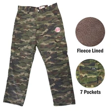 Wrangler Men's Smooth Camo Pant Fleece Lined Cargo Relaxed Fit Five Star (S02)
