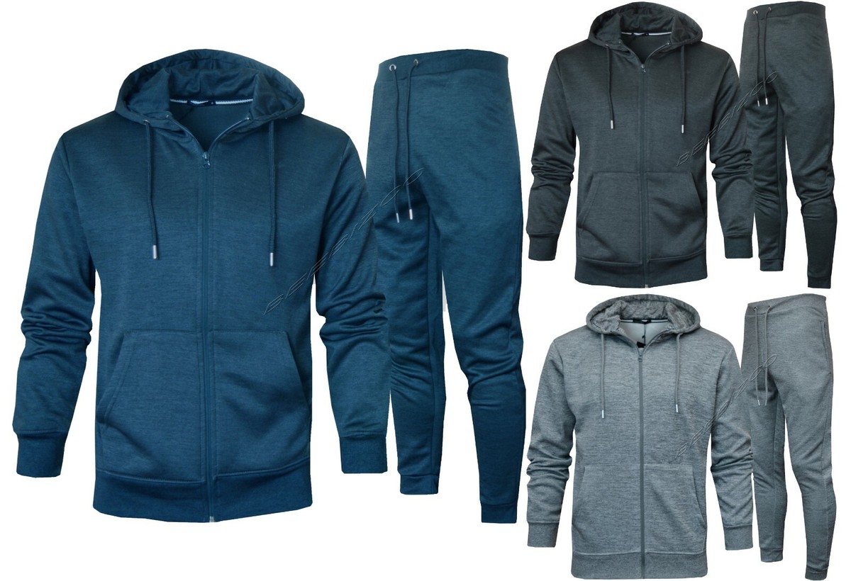 Mens Slim Fit Tracksuit Set Grindle Pattern Zip Up Hoodie Jacket