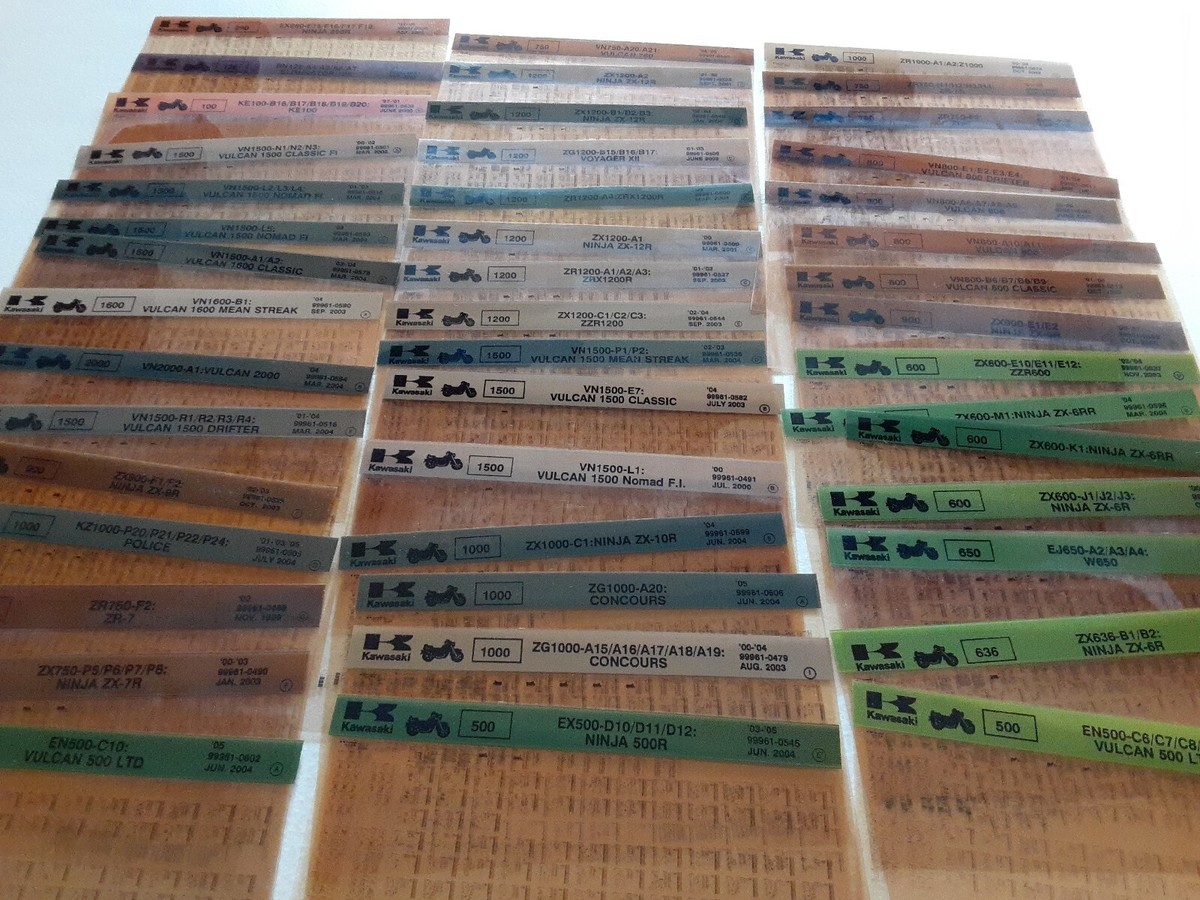 micaページ Lot Of 45 Vintage Kawasaki Motorcycle Parts Microfiche Film