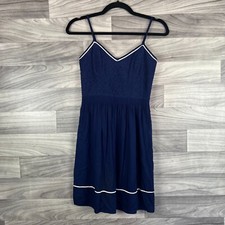 LC Lauren Conrad Mini Dress Women's 0 Navy Lace Front Sleeveless Smocked Back