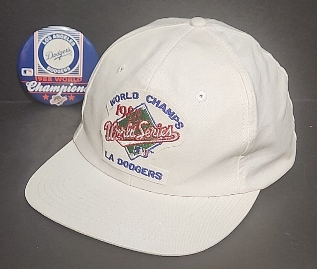 Vintage 1988 World Series LA Dodgers Hat Snapback + Button 1988