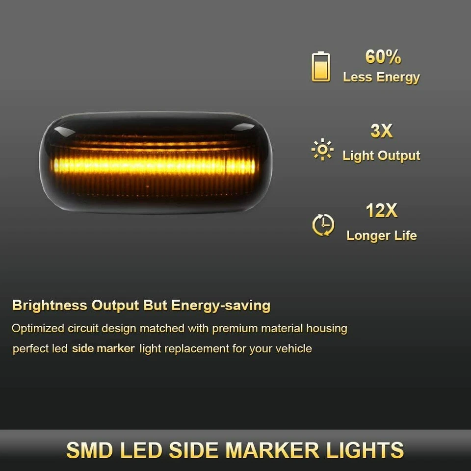 2x Sequential LED Side Marker Blinker Signal Light For Audi A6 A8 A2 A3 A4 TT 8N Foto 4 de 4