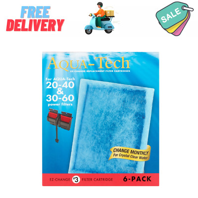 Aqua-Tech EZ-Change Replacement #3 Aquarium Carbon Filter Cartridge, 6 Pack