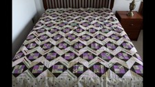 New Cotton PATCHWORK Queen QUILT TOP, 86 x 86...