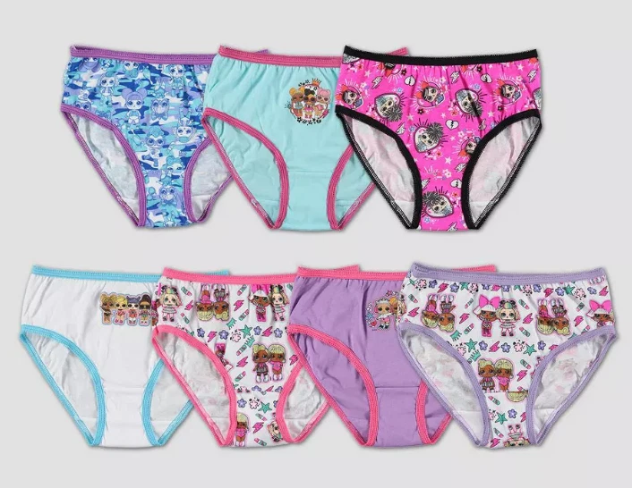 L.O.L. Surprise Girls 7 Pack Multicolor Cotton Brief Panties