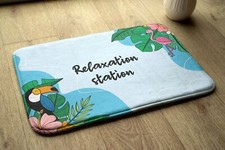 Non-Slip Bathroom Soft Rug Absorbent Bath Mat - 90x60 cm - Tropical birds