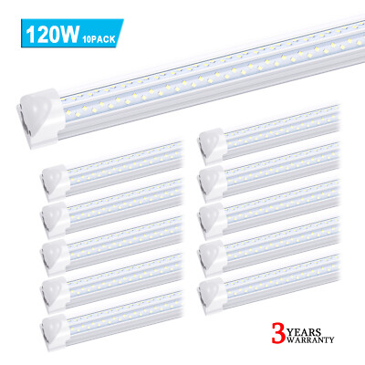10Pack T8 8FT Led Tube Light Bulbs 120W Led Garage Light 8' Led Shop Light 6000K