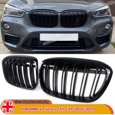 FOR BMW X1 F48 M DOUBLE SPOKE GLOSS BLACK FRONT KIDNEY GRILLES GRILLS PAIR UK