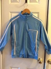 Vintage NIKE Polyester Track Warm Up Jacket Womens Sky blue small