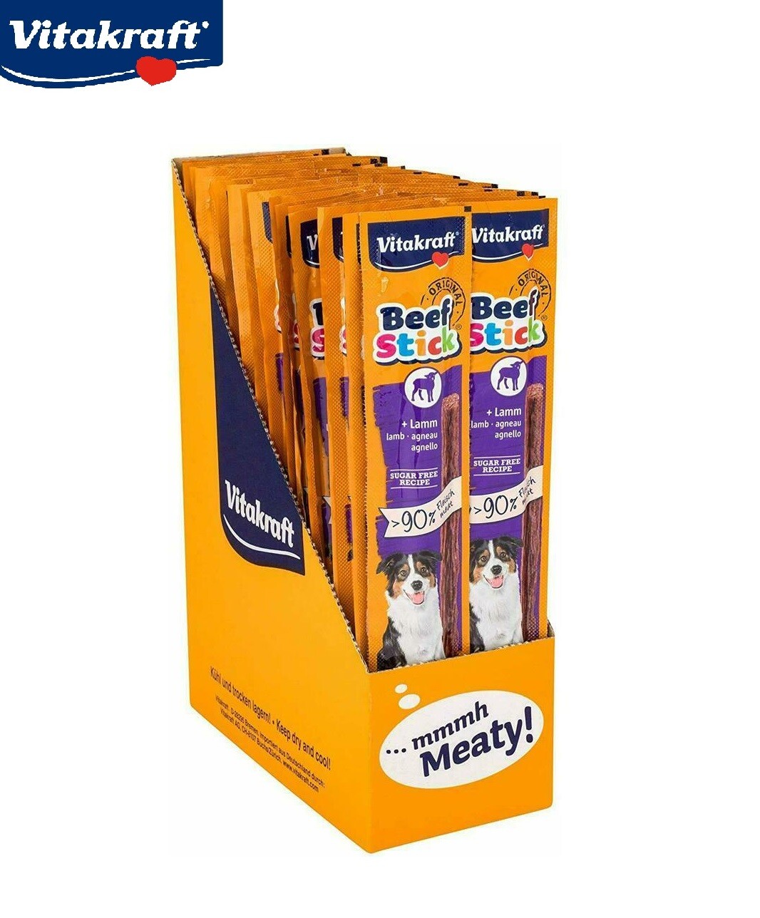 50 PACK VITAKRAFT DOG BEEF STICKS CHEWY TASTY MEAT TREAT SNACK LAMB FLAVOUR