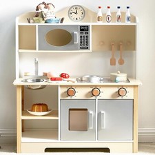 Wooden Play Kitchen, Kids Toy Kitchen Cooking Set, Kids Play Kitchen Pretend ...