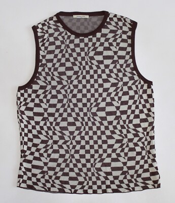 Women's Paloma Wool Viscose Knit Top Sleeveless Check Relaxed Fit (size M)