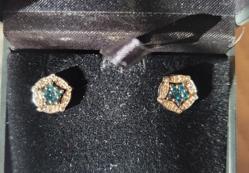 Diamonds International Convertible Stud/Dangle Blue Diamond Earrings 925 Silver - Picture 5 of 15
