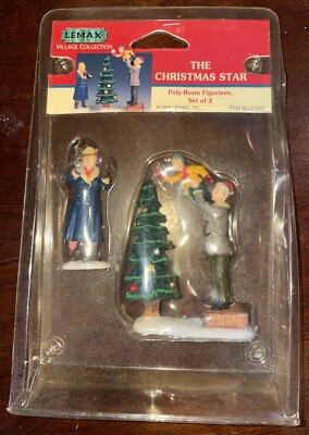LEMAX THE CHRISTMAS STAR 1999 SET OF 2 VILLAGE FIGURINES TRIMMING TREE 92322