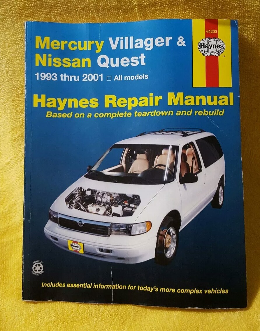 Haynes Mercury Villager Nissan Quest 1993 Thru 2001 Service Repair Manual  Book | eBay