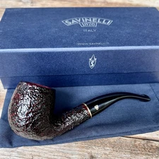 Savinelli Roma Rusticated Bent Billiard (601) 6mm Filter Tobacco Pipe