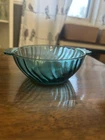 Jeanette Ultramarine Swirl Pattern Depression Glass Handled Bowl salad soup flat