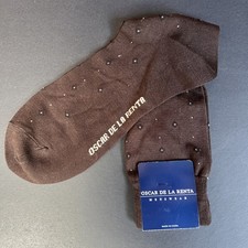 Oscar de la Renta Mens Dress Socks Brown Mercerized Pima Cotton 10–13 NWT