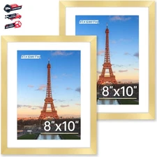 8x10 Gold Picture Frames 2-Pack – Tabletop or Wall Display Photo Frame Set