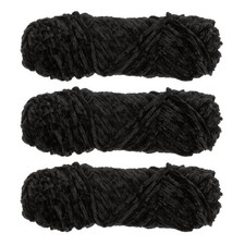 3 Skeins Chenille Yarn Soft Blanket Yarn 3x100gr/3.5oz 3x131yds Black