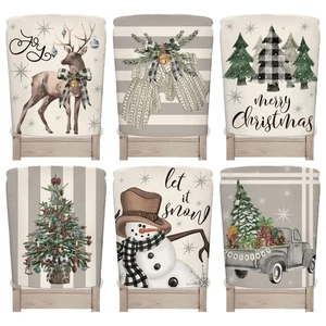 JarThenaAMCS 6Pcs Chaise de Noël Couverture de dos gris blanc Xmas Tree Camion gris