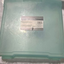 Clear teal Plastic Scrapbook Storage Case Holds 12" x 12" Paper Pads USA New