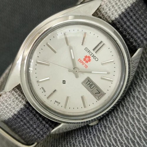 VINTAGE SEIKO EXPO 70 AUTOMATIC 7009A JAPAN MENS SILVER COLOR DIAL WATCH a2429-U