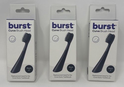 Lot of 3 Burst - Curve Sonic ToothBrush - Replacement Brush Head.