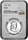 1962 50C Proof Silver Franklin Half Dollar NGC Graded PF 67 in New Holder