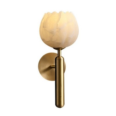 Natural Spanish Marble Copper Wall Sconce Modern Luxury Warm Glow Light
