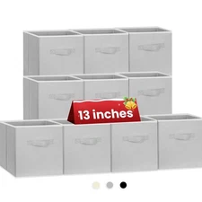 Large Storage Cubes, 13x13 Cube Storage Bins (Set of 10), Fabric Collapsible ...
