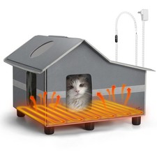 Heated Cat House for Outside Pets in Winter, Heated Outdoor Cat House Weather...