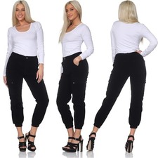 Pantalones cargo de mujer con cordón Slim Fit Mid Waist pantalones con cordón con bolsillos laterales, pantalones negros